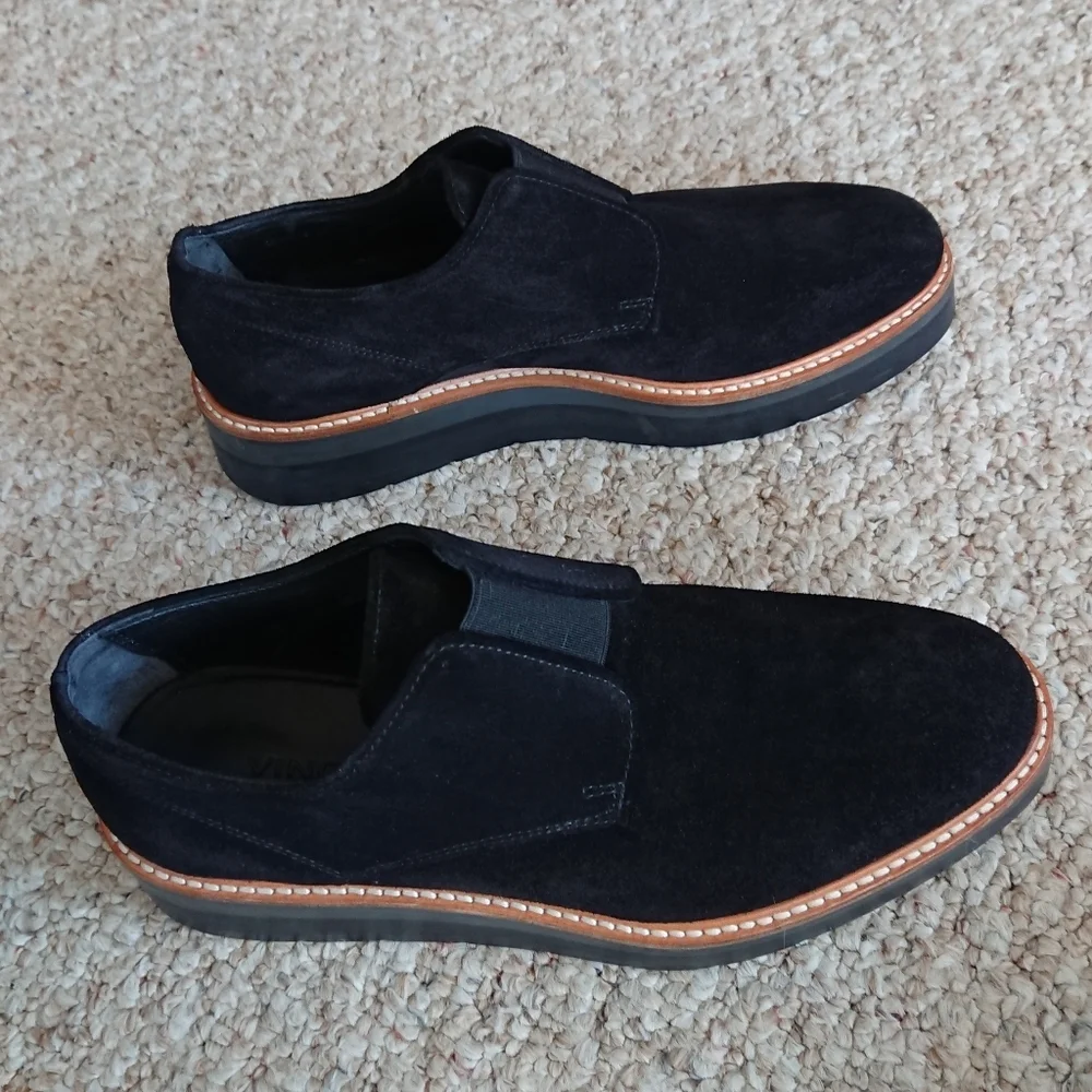 Vince Davy Suede Leather Black Creeper Slip On Platform Oxford Loafers Size 6